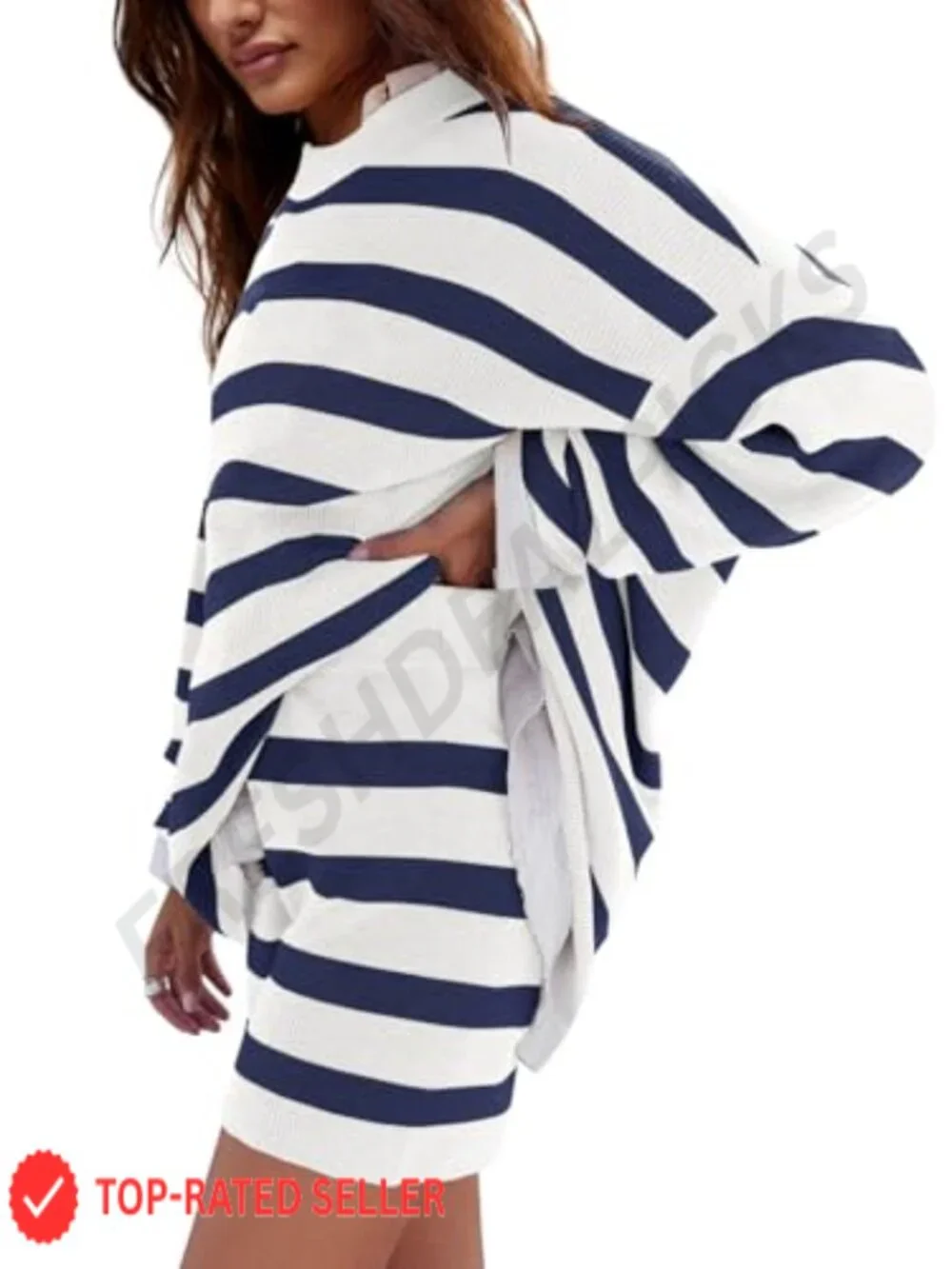 Oversized Sweater Lounge Set 2 Piece Matching Pajama Set Long Sleeve Crew Neck